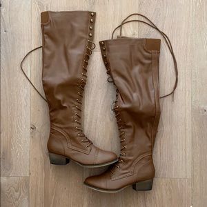Over the Knee Tall Boots Brown
